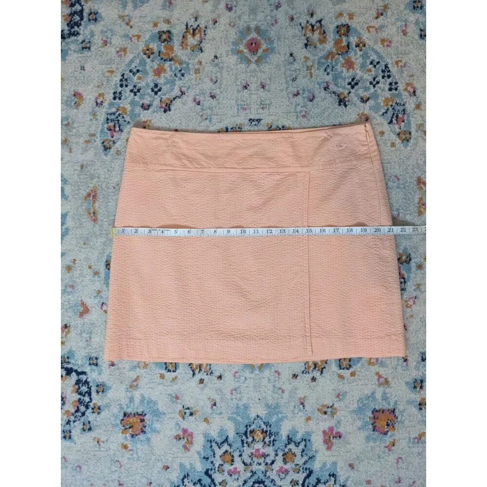Vineyard Vines Women's Peach Seersucker Faux Wrap‎ Mini Skirt in Pink Shell - 14